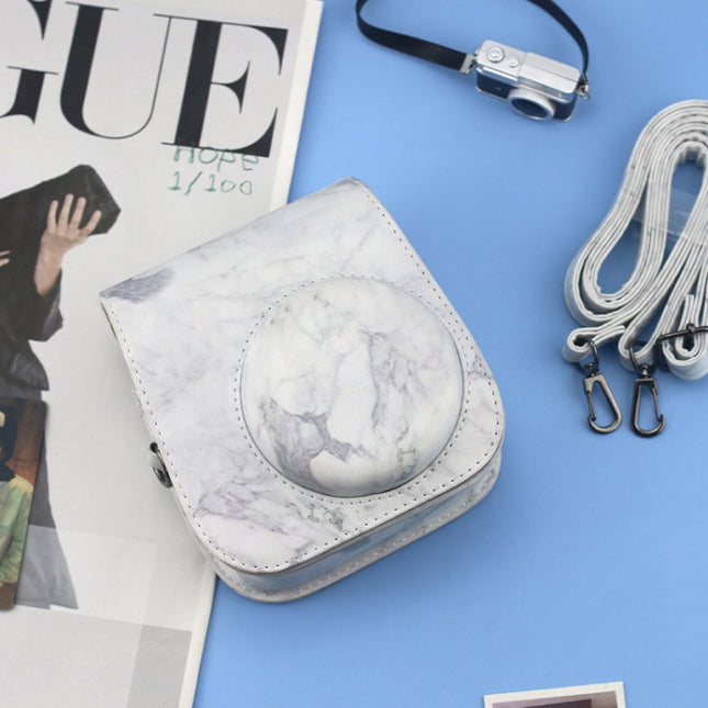For FUJIFILM instax mini 11 / 9 / 8 Marble Full Body Leather Case Camera Bag with Strap