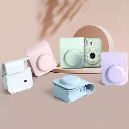 For FUJIFILM instax mini 12 Full Body Leather Case Camera Bag with Strap