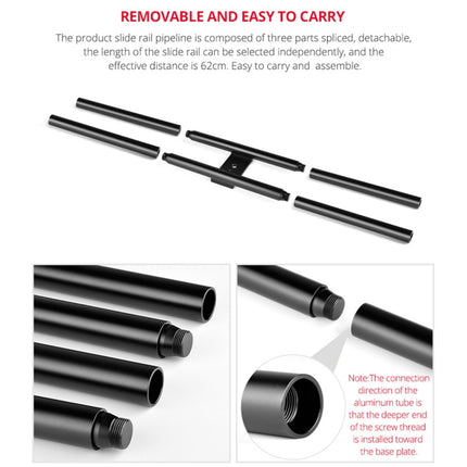 YELANGU YLG0119A 60cm Splicing Slide Rail Track + Trolley Rail Buckle for SLR Cameras / Video Cameras, 60cm Rail Track + Rail Buckle