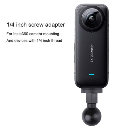 Adaptador de montaje con cabezal esférico de ABS de 25 mm y 1/4 de pulgada