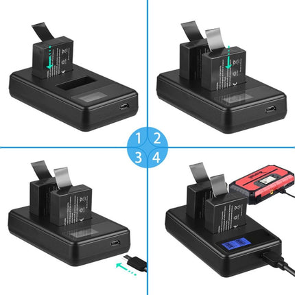 SJCAM SJ7000 / SJ6000 / SJ5000 / SJ4000 Battery LCD Screen Dual Batteries Charger, Displays Charging Capacity, For SJCAM SJ7000