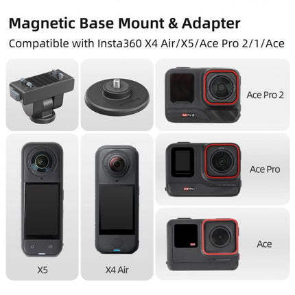 Sunnylife Quick-Release Magnetic Base Mount 1/4 180 Tilt Adjustable Tabletop Base Bracket For Insta360 X4 Air / X5 / Ace / Ace Pro 2 / 1, DZ-142 For Insta360 X4 Air / X5