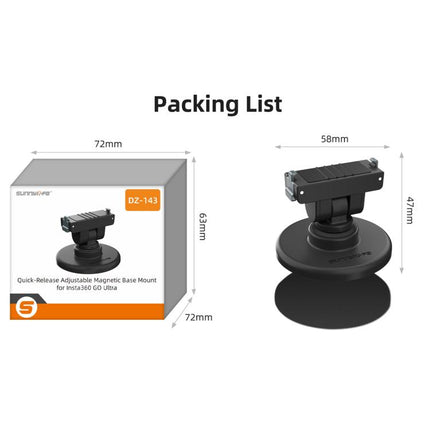 For Insta360 GO Ultra Sunnylife Quick-Release Magnetic Base Mount 1/4 180 Tilt Adjustable Tabletop Base Bracket, DZ-143 For Insta360 GO Ultra