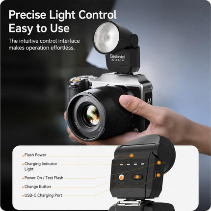 Desiontal F02 Desiontal F02 Mini On-Camera Flash Light Speedlite for Mirrorless Cameras, F02(Black), F02 (White)