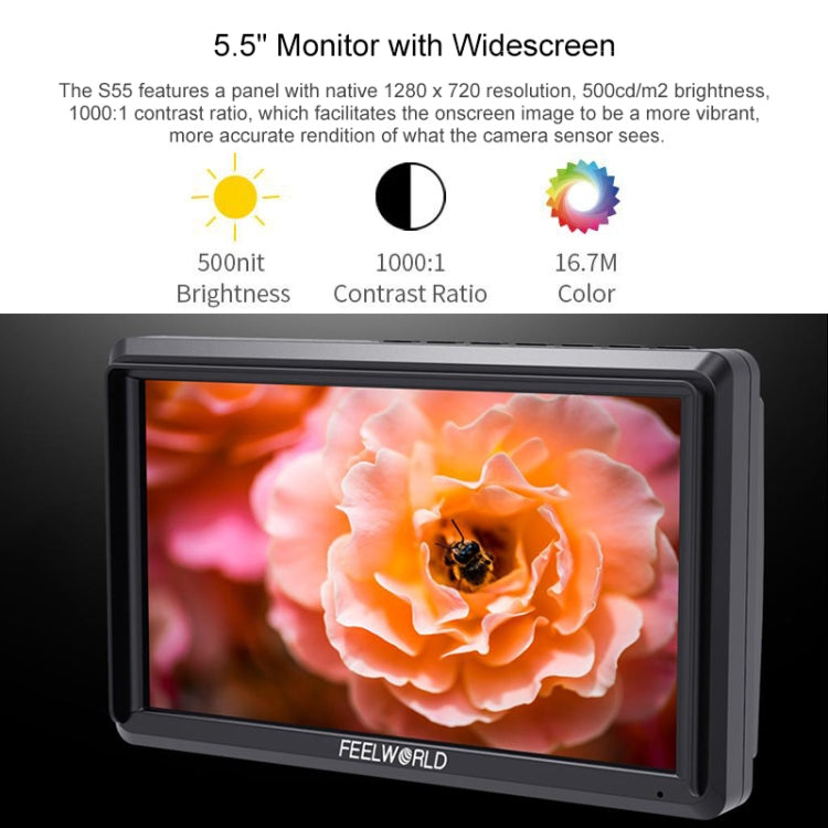 FEELWORLD S55 V2 1920x1152 HDMI 5.5 inch Camera Field Monitor, S55