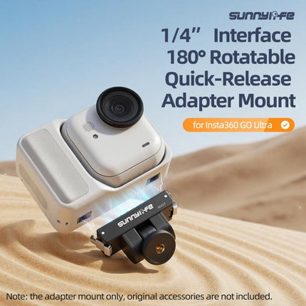 For Insta360 GO Ultra Sunnylife Magnetic Quick Release Adapter Mount 1/4 Interface 180 Tilt Adjustable Selfie Stick Adapter Stand, AD137 For Insta360 GO Ultra