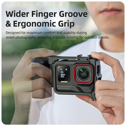 Sunnylife Street Photography Handle Ergonomic Hand Grip Quick Release Shutter Handle for Insta360 Ace Pro 2 / 1, EP2-BK037 For Insta360 Ace Pro 2 / 1
