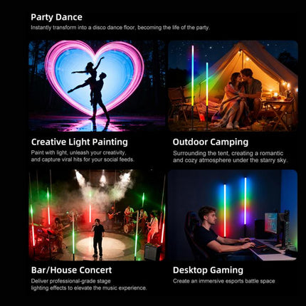 LUXCeO Mood1 Pro 90cm RGB Colorful Atmosphere Rhythm LED Stick Handheld Video Photo Fill Light, No Tripod, 90cm