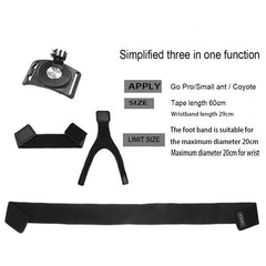 GP278 3 en 1 Correas para manos, muñecas, brazos y piernas Soporte giratorio de 360 ​​grados para GoPro, Insta360, DJI y otras cámaras de acción, GP278