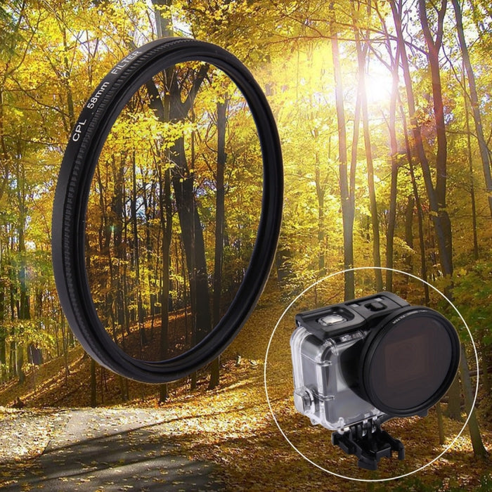 Filtro de lente CPL circular 3 en 1 de 58 mm con tapa para GoPro HERO7 Black/6/5, lente CPL de 58 mm
