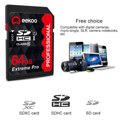 Tarjeta de memoria SD eekoo de 64 GB de alta velocidad, clase 10, para todos los dispositivos digitales con ranura para tarjeta SD, 64 GB, clase 10