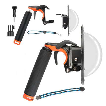 Shutter Trigger + Dome Port Lens Transparent Cover + Floating Hand Grip Diving Buoyancy Stick with Adjustable Anti-lost Strap & Screw & Wrench for GoPro HERO7 /6 /5