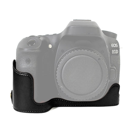 1/4 inch Thread PU Leather Camera Half Case Base for Canon EOS 80D / 70D, For Canon EOS 80D