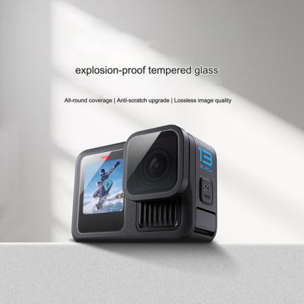 Película de vidrio templado 9H 2.5D para lente y pantalla LCD GoPro HERO13 Black