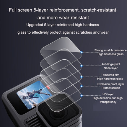 Película de vidrio templado 9H 2.5D para lente y pantalla LCD GoPro HERO13 Black