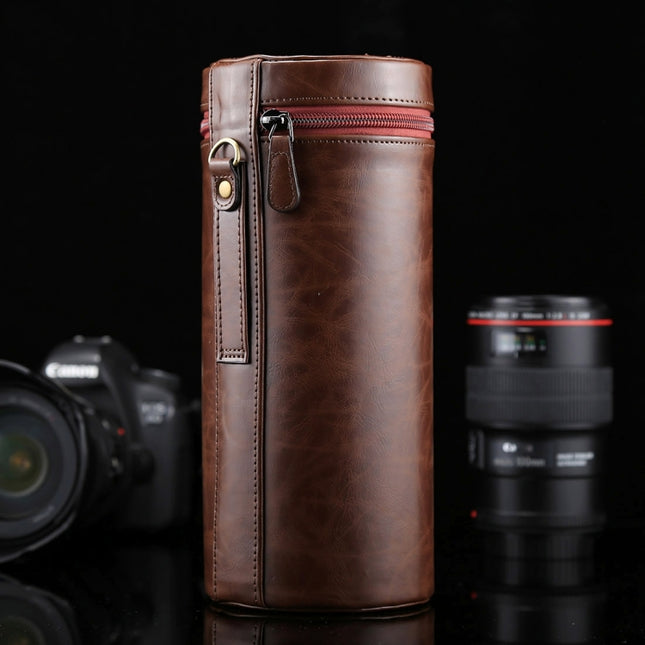 Extra Large Lens Case Zippered PU Leather Pouch Box for DSLR Camera Lens, Size: 24.5*10.5*10.5cm, 24.5 x 10.5cm (Brown), 24.5 x 10.5cm (Coffee), 24.5 x 10.5cm (Black)