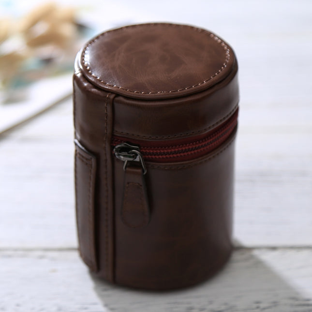 Small Lens Case Zippered PU Leather Pouch Box for DSLR Camera Lens, Size: 11x8x8cm, 11 x 8cm (Brown), 11 x 8cm (Coffee), 11 x 8cm (Black)