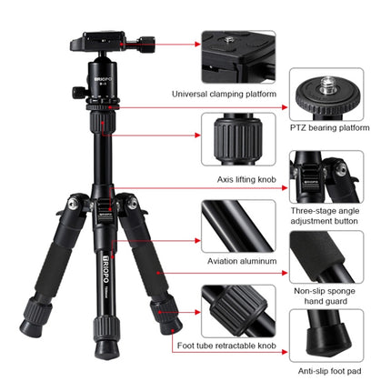 TRIOPO T226 Adjustable Portable  Aluminum Alloy Tripod with D-0 Ball Head for SLR Camera, T226
