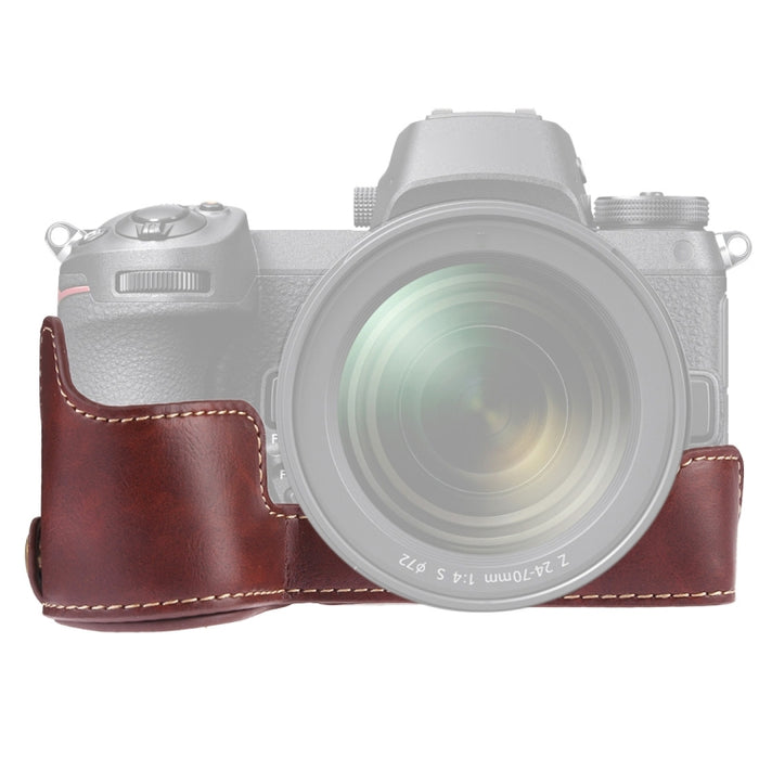 1/4 inch Thread PU Leather Camera Half Case Base for Nikon Z6 / Z7, For Nikon Z6