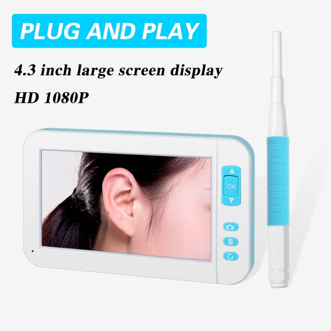 C01 4.3 Inch Screen Display HD1080P Visual Earspoon Endoscope with 6 LEDs, Diameter:3.9mm, C01 3.9mm