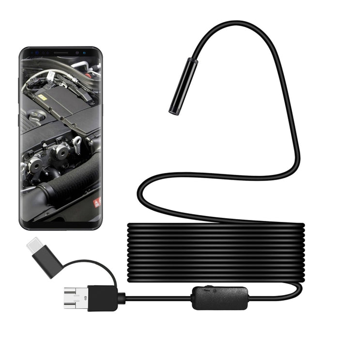 Y101 8mm Spiral Head 3 In 1 Waterproof Digital Endoscope Inspection Camera, Length: 5m Flexible Cable, Length: 5m Flexible Cable