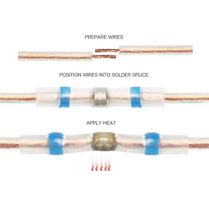100 PCS AWG26-24 0.25-0.34mm Seal Heat Shrink Butt Wire Connectors White Terminals Solder Sleeve, 0.25-0.34mm White