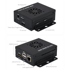 Waveshare Mini IO Board Full Ver Mini-Computer Base Box with Metal Case & Cooling Fan for Raspberry Pi CM4, Mini IO Board Full Ver