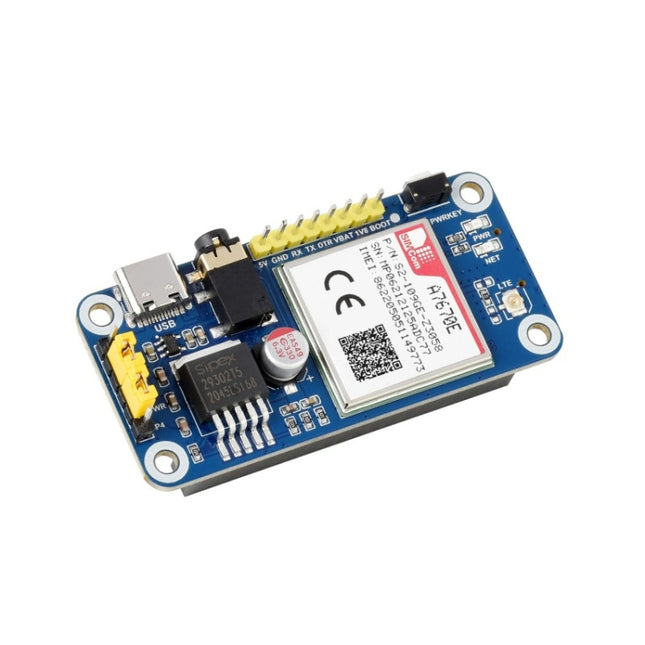 Waveshare Multi Band 2G GSM / GPRS LBS A7670E LTE Cat-1 HAT for Raspberry Pi, for Europe, Southeast Asia, West Asia, Africa, China, South Kor, A7670E LTE Cat-1 HAT