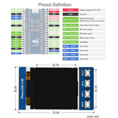 WAVESHARE 1.44 inch LCD 65K Colors 128 x 128 Display Module for Raspberry Pi Pico,  SPI Interface, 1.44 inch