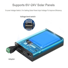 Waveshare Solar Power Manager, Embedded 10000mAh Li-Po Battery, Support 6V~24V Solar Panels, 19799