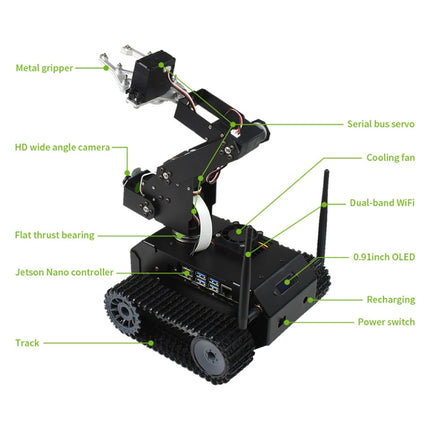 Waveshare JETANK AI Tracked Mobile Robot Kit, Based on Jetson Nano, EU Plug