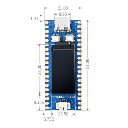 Waveshare RP2040-LCD-0.96 Pico-like MCU Board Based on Raspberry Pi MCU RP2040, with Pinheader, RP2040-LCD-0.96