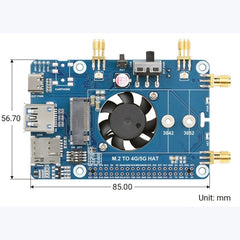 Waveshare RM500U-CN 5G HAT Quad Antennas LTE-A Multi Band Module Board for Raspberry Pi, RM500U-CN 5G HAT