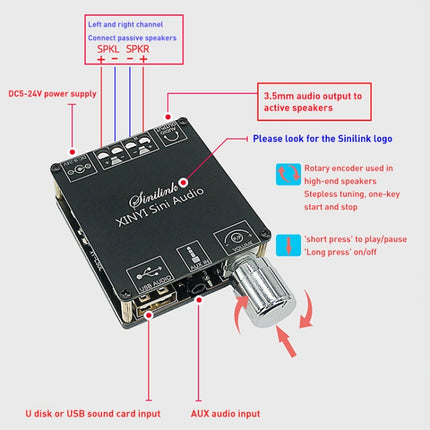 50W MP3 Stereo Audio Digital Power Amplifier Board Bluetooth Amplifier Module, without Shell, Without Shell