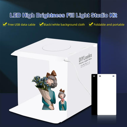 PULUZ 20cm Folding Portable 550LM Light Photo Lighting Studio Shooting Tent Box Kit with 2 Colors Backdrops (Black, White), Unfold Size: 24cm x 23cm x 23cm
