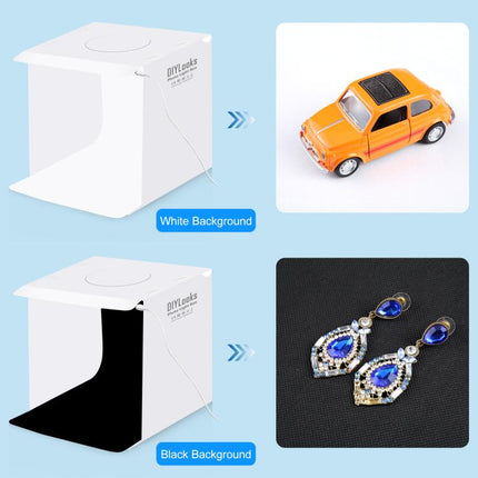 PULUZ 20cm Folding Portable 550LM Light Photo Lighting Studio Shooting Tent Box Kit with 2 Colors Backdrops (Black, White), Unfold Size: 24cm x 23cm x 23cm