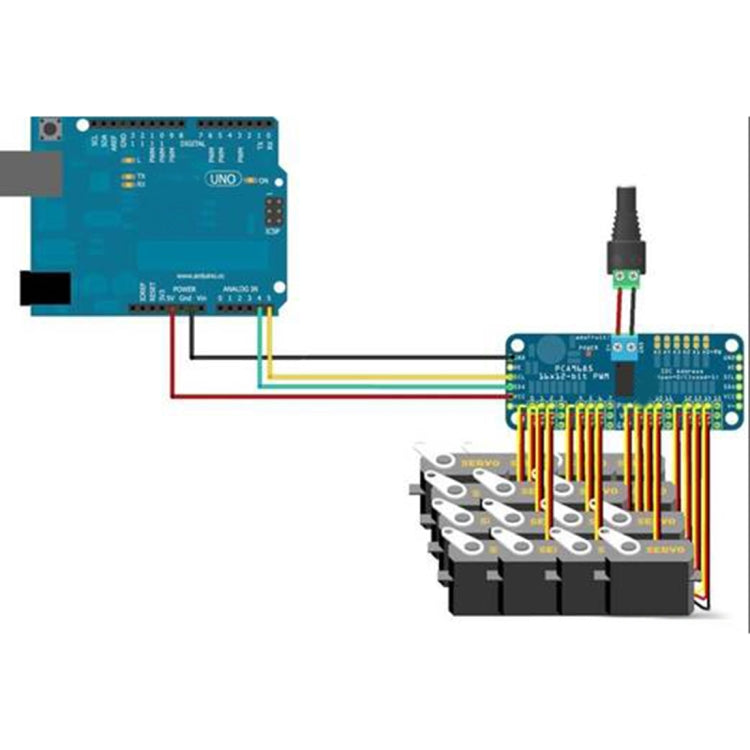 16 Channel PWM Servo Motor Controller DIY for Arduino, PCA9685
