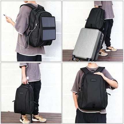 HAWEEL 14W Foldable Removable Solar Power Outdoor Portable Canvas Dual Shoulders Laptop Backpack, USB Output: 5V 2.1A Max