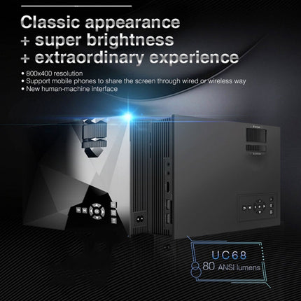 UC68 80ANSI 800x400 Home Theater Multimedia HD 1080P LED Projector,  Support USB/SD/HDMI/VGA/IR, UC68 800x400