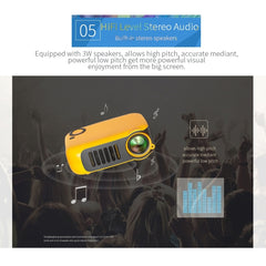 A2000 Portable Projector 800 Lumen LCD Home Theater Video Projector, Support 1080P, EU Plug, EU Plug