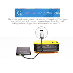 A2000 Portable Projector 800 Lumen LCD Home Theater Video Projector, Support 1080P, EU Plug, EU Plug