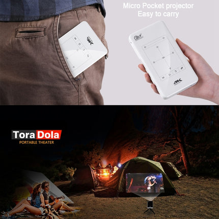 Proyector portátil P09 4K Ultra HD DLP Mini con control remoto por infrarrojos, Amlogic S905X 4-Core A53 hasta 1,5 GHz Android 6.0, 1 GB + 8 GB, compatible con WiFi 2,4 G/5 G, Bluetooth, tarjeta TF