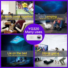 YG320 320*240 Mini LED Projector Home Theater, Support HDMI & AV & SD & USB