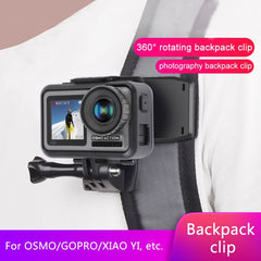 RUIGPRO 360-Grad-Drehung, Rucksack-Rec-Mounts-Clip-Klemmhalterung mit Schraube für GoPro, Insta360, DJI und andere Actionkameras, 360-Grad-Drehungsclip