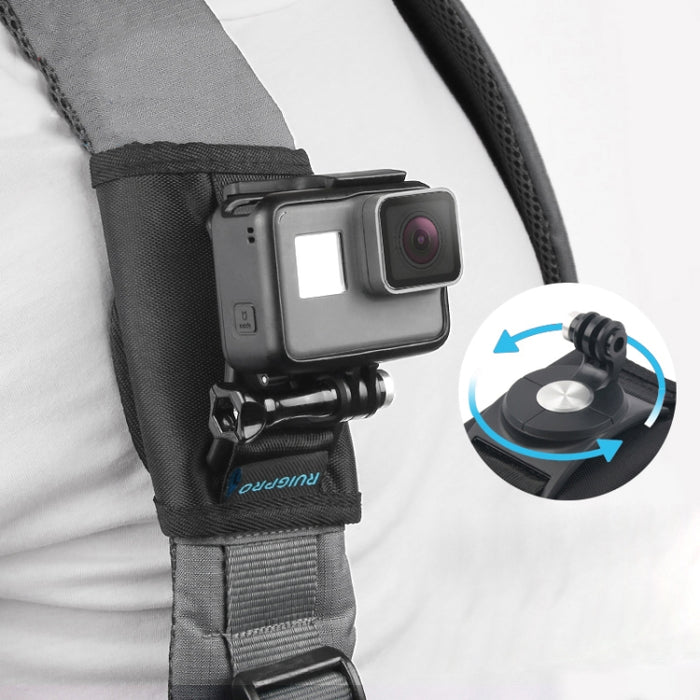 RUIGPRO - Abrazadera de sujeción con gancho y bucle para mochila Rec-Mounts con tornillo para GoPro, Insta360, DJI y otras cámaras de acción, clip de sujeción con gancho y bucle