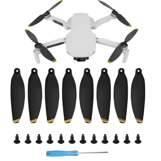 Juego de 8 hélices de ala de liberación rápida Sunnylife 4726F de bajo ruido para DJI Mini 2, para DJI Mini 2 dorado, para DJI Mini 2 plateado