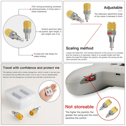 RCSTQ Two-color Retractable Thumb Rocker Joystick for DJI FPV Combo Drone Remote Control, For DJI FPV Two-color