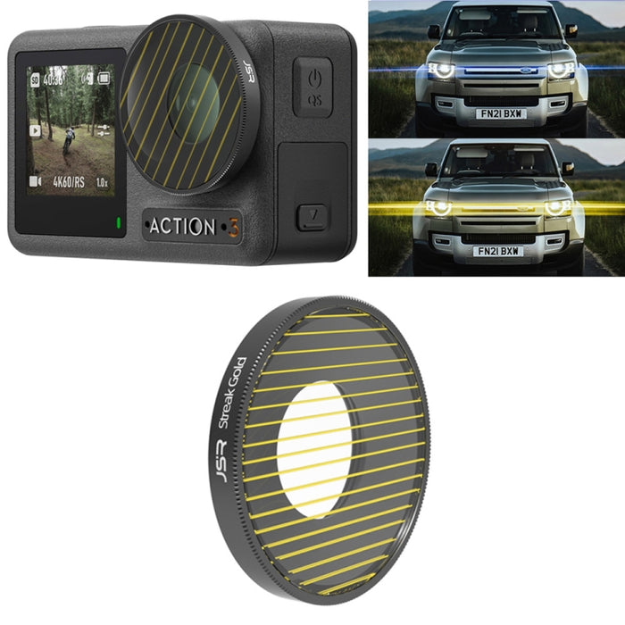 JSR Streak Zeichenlinsenfilter für DJI Osmo Action 3, Streak Gold, Streak Blue