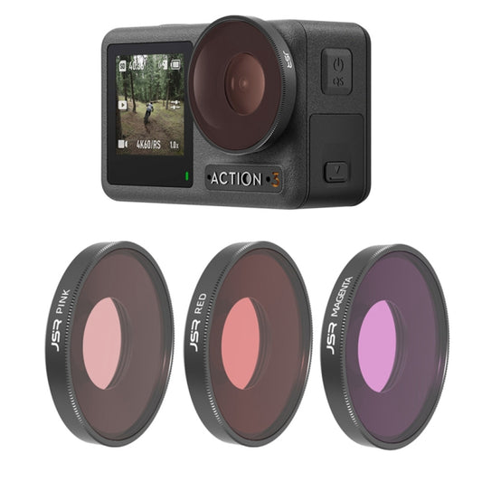 JSR Diving Red / Pink / Purple Color Lens Filter For DJI Osmo Action 3, 3 in 1 Diving Filter