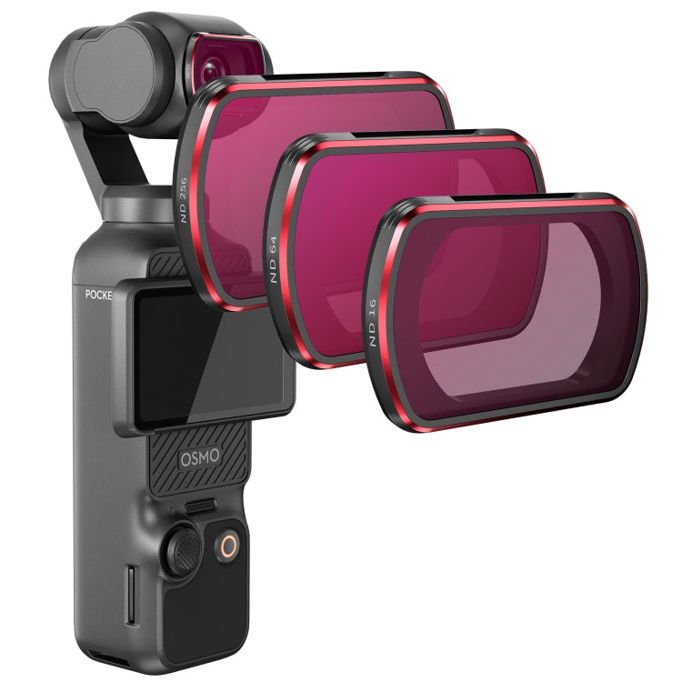 Für DJI OSMO Pocket 3 STARTRC 3 in 1 ND16 + ND64 + ND256 Objektivfilterset, 3 in 1